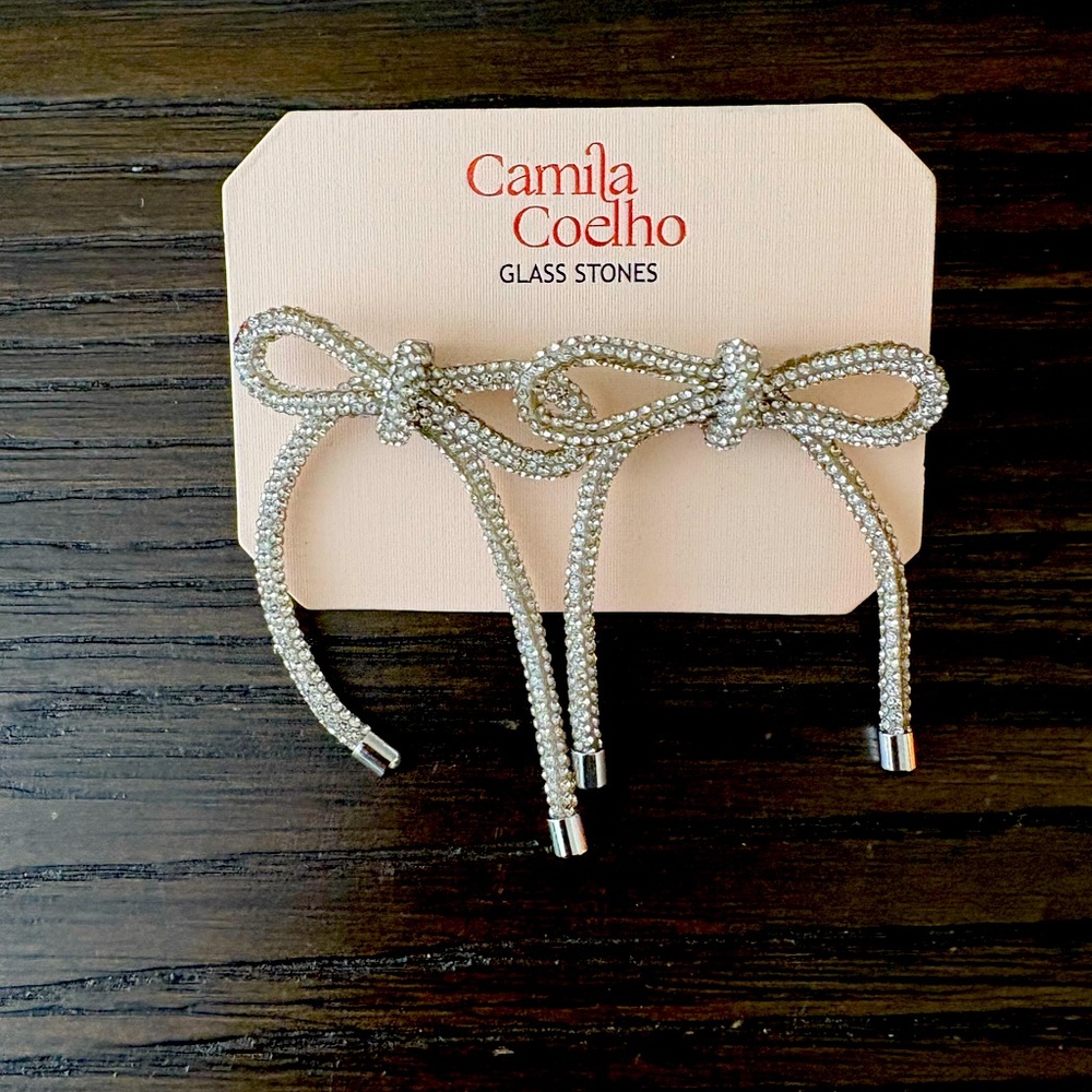 NEW Camila Coelho silver bow earrings